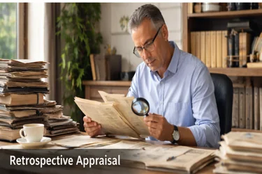 Real estate appraiser preparing a retrospective property valuation report